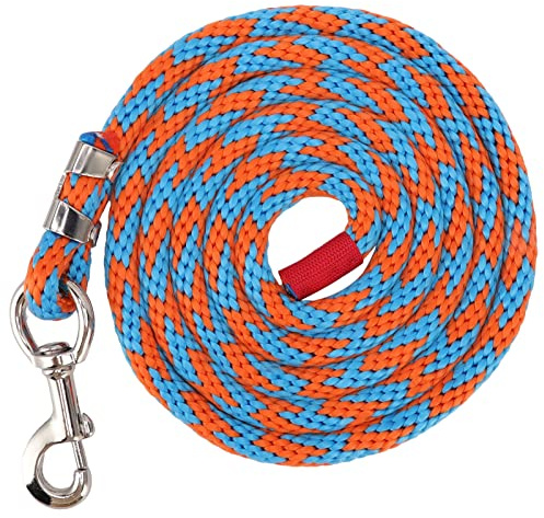 Horse Leash Rope, 13ft Long, Nylon and Alloy, Multipurpose Braid Rope with Big Hook - Durable and Anti Slip, Suitable for Horse, Livestock and Pets (Blue Orange)