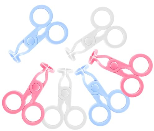 SKISUNO 6pcs Contact Lens Remover Tweezers Set with White Pink Blue Clips Portable Eyelid Opener Tool for Hard Lens Care and Travel Use