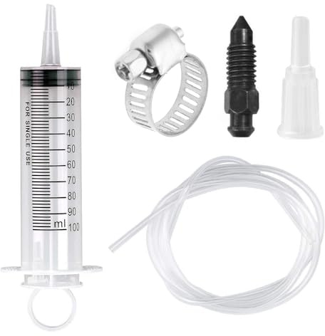 Oryven 5pcs Brake Bleed Kit Universal Brake Fluid Bleeder Kit Hydraulic Disc Clutches Brakes Bleeding Tools Oil Fluid Extractor 100ml Syringe 50cm Hose for Motorbikes Quads System Maintenance Repair