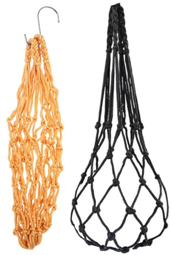 BESTOMZ 2 Pezzi Sacchetti Rete in Nailon per Mangiatoia Pollame, Portafrutta e Verdura Sospesi con Ganci, per Mais e Meloni nel Pollaio