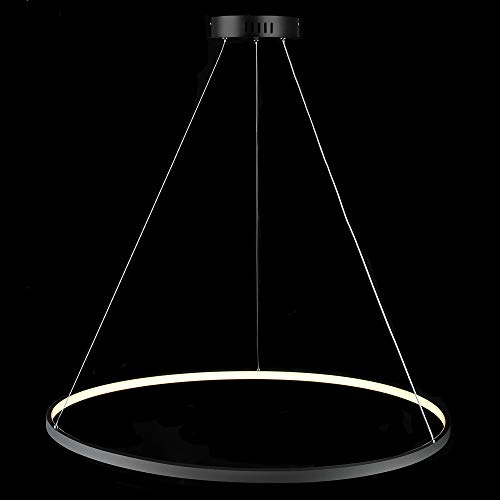 NOKXDKJWT Kreis-LED-Pendelleuchte, moderner Metall-Acryl-Hängeleuchter, verstellbare Insel-Hängelampe für Wohnzimmer, Küche, Schlafzimmer, Schwarz + neutrales Licht, 40 cm, 25 W