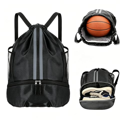 Galenecx Mochila Cuerdas, Bolsa de Cuerdas con Compartimento de Zapatos | mochila grande para Hombres y Mujeres, Sportrucksack Wasserdichter Verstellbarer, para Deportes, Natación, Viajes