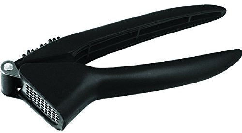 FACKELMANN 45591 Knoblauchpresse, Griff: Kunststoff, Funktionsteil: Edelstahl, 16,5 x 3,4 x 5,5 cm, Farbe: weiß, schwarz