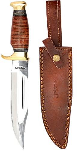 Perkin handgemachtes Jagdmesser mit Scheide - Ledergriff Bowiemesser