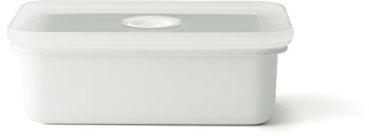 Honeyware 87006 Auflaufform / Backform aus Emaille, flach, mit Aroma-Deckel, Ofenform für kleine Aufläufe oder als Vorratsdose, Größe M - 0,74 L - 18 x 12 x 6 cm, Weiß