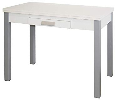 MOMMA HOME Mesa Cocina Extensible - Mesa Comedor Extensible, Mesa Plegable, Mesa Plegable, Mesa Comedor Modernas Extensibles, Color Blanco/Plata, SILANTA, Medidas 100/160x60x76 cm