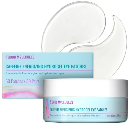 Good Molecules Caffeine Energizing Hydrogel Eye Patches - Eye Mask with Hyaluronic Acid Hydrate and Reduce Puffiness - Pack of 30, Skincare for Face