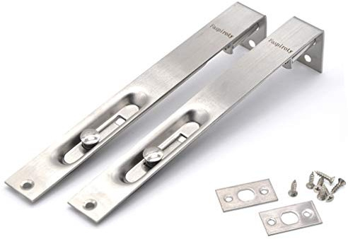 Faspiroty Türriegel, 2 Stück, 304 Edelstahl, Sicherheitsschloss, Sekundärtüren, gebürsteter Schieberiegel mit Anschlag und Schrauben, 10,2 cm