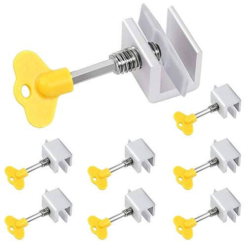 Yijian 8er Adjustable Schiebetür Fensterschlösser Stopp Türrahmen Sicherheitsschlösser (Color : Silver)