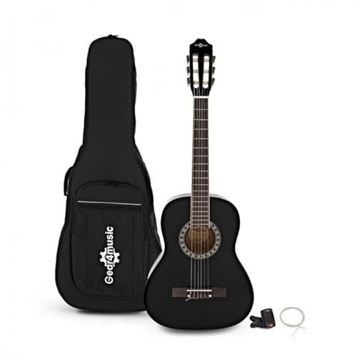 Konzertgitarre in 3/4-Größe von Gear4music, Schwarz, Paket