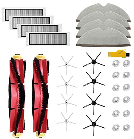 MIKONG Zubehörset für Xiaomi Roborock S6 MaxV S6 Pure S5 Max S6 S50 S5 S55 E25 E20 E35 Staubsaugerroboter 30 Packs Hauptbürste und Seitenbürste