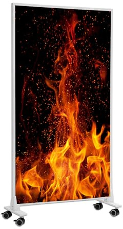 Könighaus Bildheizung Standgerät 600 Watt - Thermostat | 8-16 m², Motiv: Lagerfeuer, mobile Standheizung, Standfüße, in 2 min warm