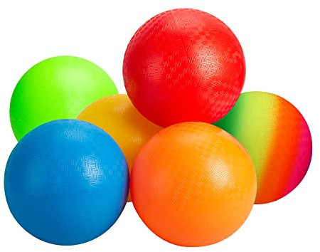 INPODAK Dodgeball for Kids, Playground Balls Set, 6 Pack of 8.5 Inches Kickball, Garden Games Rainbow Balls for Girls Boys, Sports Toy Ball for Backyard Lawn Family Party Beach
