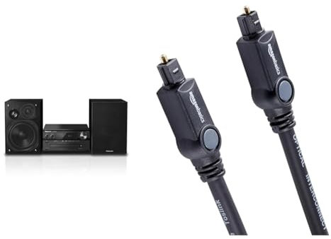 Panasonic SC-PMX94EG-K Micro HiFi System (120 W RMS, Digital DAB+, CD, UKW , Bluetooth, USB, AUX) schwarz & Amazon Basics Toslink Optisches Digital-Audiokabel, 3 m