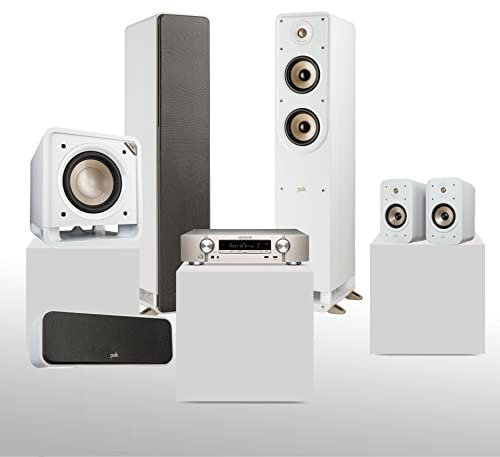 Marantz NR1510 Slim 5.1 Heimkinosystem mit Polk Signature Elite Serie Surround Set, 4K Ultra HD AV Receiver mit Heos und Alexa Sprachsteuerung