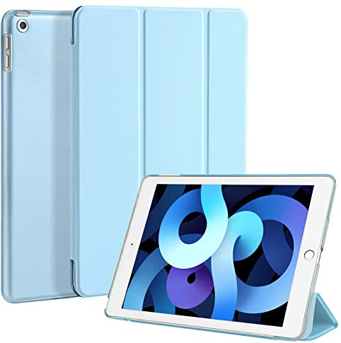 4UBonLife Coque pour iPad 6ème/5ème Génération 9,7 Pouces, Bleu Clair | Étui Housse de Protection Léger, Coque Arrière en PC Rigide Translucide Givré pour iPad 6/5 Gen 2017 2018, Veille/Réveil Auto