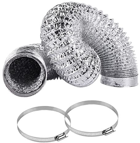 Gad2go Aluminum Air Duct 4 Inch 5 Feet (1.5m) Long Aluminum Foil Ventilation Ducting Flexible Hose for Extractor Fan,Cooker Hood,Tumble Drier,Grow Tents