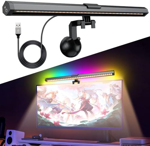 COLORLAM 40cm Computer Monitor Light Bar, 3 Modes 15 Colors RGB Backlight