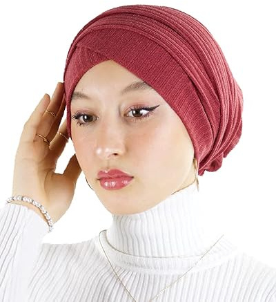 Lamis Hijab Turbante Hijab in maglia cucita 100% cotone da donna musulmana, lampone., Taglia unica