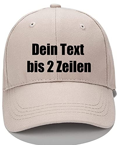 MIGIAN Personalisierte Baseball Cap Basecap mit Wunschtext Individueller Text Verstellbare Reine Farbe Baseballmütze Sport Visier Hut für Herren Damen (Khaki)