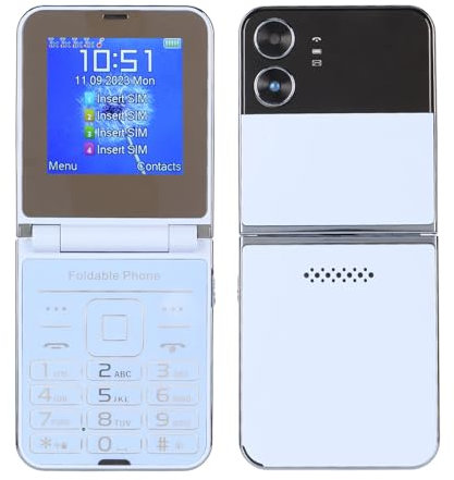 Téléphone Portable Senior de 2,6 Pouces, Téléphone à Clapet avec Double écran, Gros Boutons et Chiffres, Numérotation Rapide à Une Touche, Son Clair et Fort, Caméra HD, Lampe de