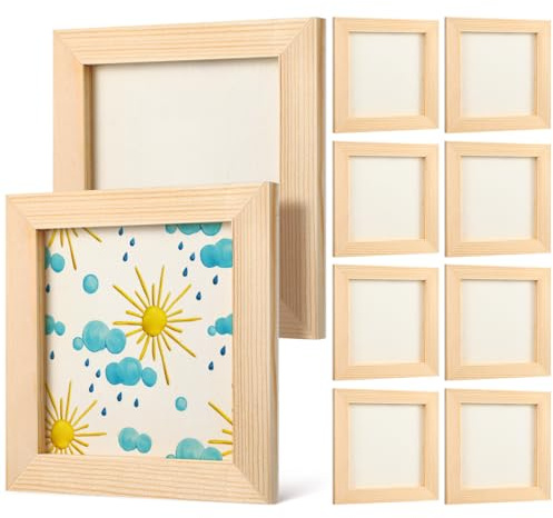 IMIKEYA 10 Pcs Unfinished Wood Picture Frames Kits 12x12cm Blank Clay Painting Frame Crafts for Kids - Diy Art Small Photo Canvas Projects for School Classroom