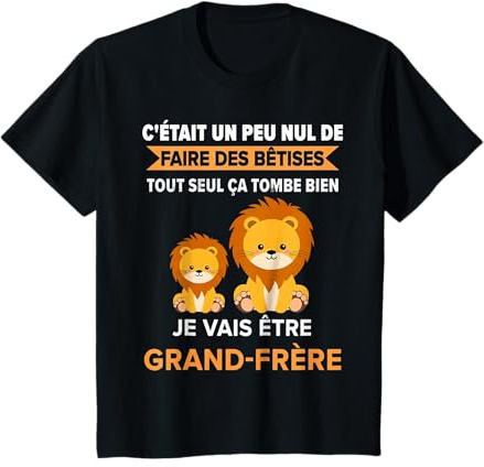 Enfant Futur Grand Frère 2027 Drôle Annonce Lion Bêtises T-Shirt