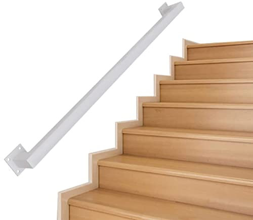 Treppenhandlauf, 1 Fuß bis 20 Fuß, langes Treppengeländer, weißes Schmiedeeisen, Treppengeländer, quadratische Rohre, Handläufe, Wandmontage, Loft-Terrassendiele, rutschfester Gelä