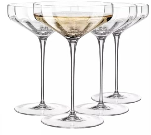 Krosno Flûtes Celebration 150 ml, lot de 4, verrerie artisanale, design élégant et classique, idéal pour champagne et vins mousseux | Cristal sans plomb
