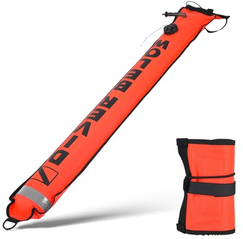 equlup 5FT Tauchen SMB Oberflächenmarkierungsboje Hochsichtbares aufblasbares Tauchsignalrohr mit reflektierendem Streifen Sicherheitsmarkierungsboje Schwimmer