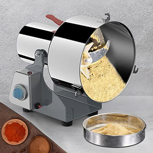 Commercial Electric Grain Grinder 2000g, 1900W High-Speed Spice Herb Mill for Wheat Corn Rice Pepper Herbs Coffee Beans