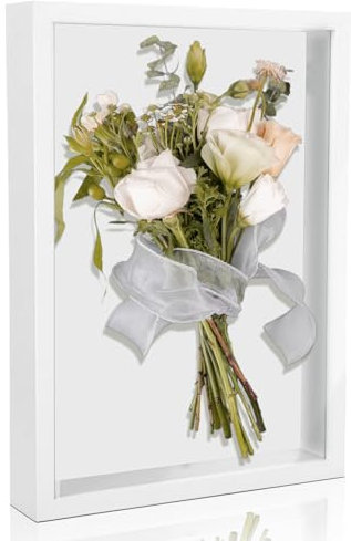Unvtap 3D Bilderrahmen zum Befüllen A4 Bilderrahmen Weiß 20 x 29 cm Objektrahmen 3cm Tiefer Bilderrahmen Befüllbarer Bilderrahmen, 3D Rahmen für Blumen, Fotos, Hochzeitsgeschenk oder Erinnerungsstücke