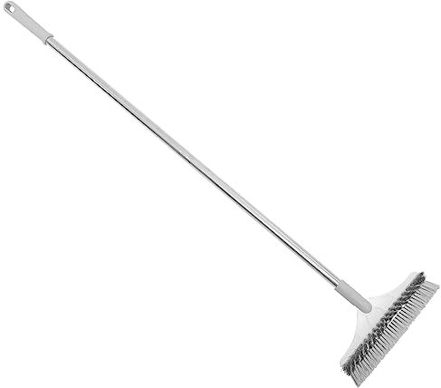 minkissy Double Sided Floor Brush Scrub Steam Mop for Tile Floors with Grout Tile Floor Cleaner Grout Cleaner for Tile Floors Shower Brush for Cleaning Double Sided Brush Grey Plastic