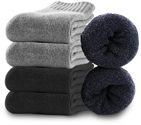 MUNSKT 6 Pairs Thermal Socks for Men,Soft and Warm Wool Socks in Winter,Cozy Socks in Winter,Thick Warm Winter Socks for Men
