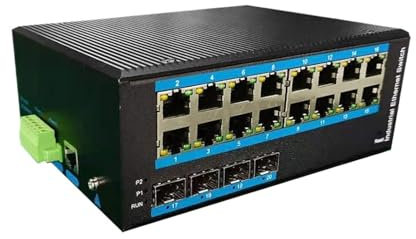 Switch industriale su guida DIN Gigabit Ethernet Switch industriale gestito 16 porte PoE L2 da Ethernet a 4G SFP Slot IP40 rinforzato su guida din Larghezza di banda industriale Fibe Switch 106 Gbps(S