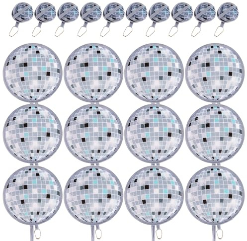 12Pcs Disco Muster Handventilator, Chinesischer japanischer Stil faltbarer Ventilator, Multi-Rolle Runde Handheld Fans, schöne Muster für Hochzeitsfeier Home Decor Persönliche Dekoration (12Pcs Disco)