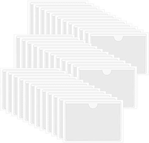 Etikettenhalter Selbstklebend 48 Stück, 6x10cm Etikettenhalter Transparent Visitenkartentaschen Selbstklebend Visitenkartenhüllen Etiketten Selbstklebend Beschriftungsfenster für Zuhause Büro Schule