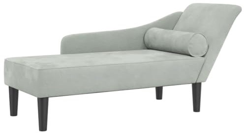 Kangmusi Chaiselongue mit Kissen Hellgrau Samt, Grau 4007588