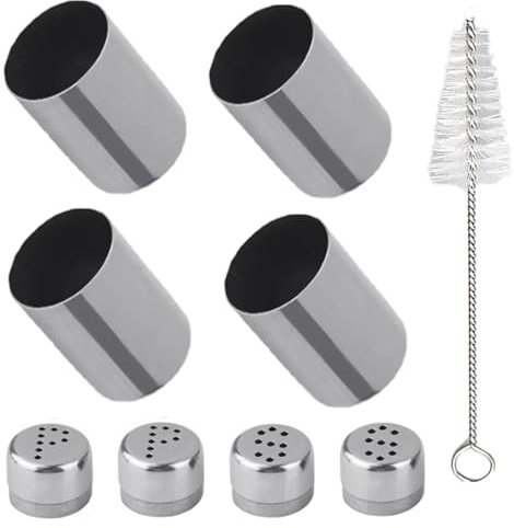 GisWell 5 Stück Mini Salz- und Pfefferstreuer aus Edelstahl, 5 ml Gewürzbehälter für unterwegs, auslaufsicher, ideal für Brotdose, Bento Box, Büro und Camping