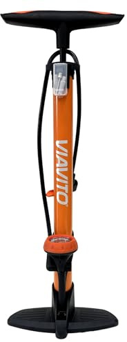 VIAVITO Bicycle Stand Floor Pump with Pressure Gauge for Bike Cycle Inflatables, Multifunctional Air Pump High Pressure Tyre Inflator for Presta, Schrader and Dunlop Valves, 11 Bar/160 PSI