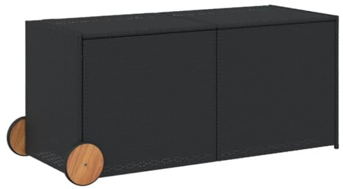 SDWEHO7 Auflagenbox aus PE Rattan, Wasserdicht Gartenbox mit Rollen, Garten Truhe Box Aufbewahrungsbox Gartentruhe für Terrasse & Balkon, Schwarz 283L
