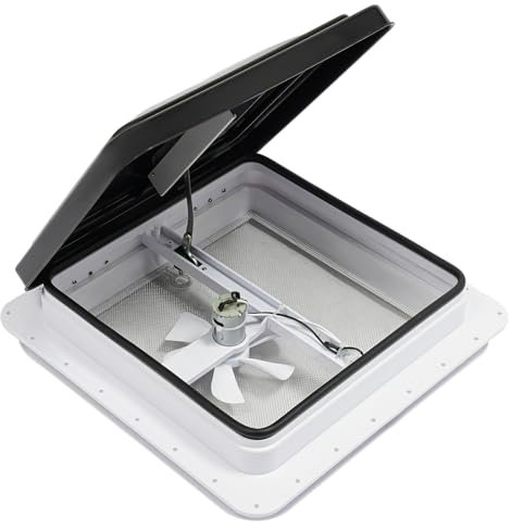 Trappe de toit pour caravane, caravane, lucarne de toit, lucarne de toit, lucarne de toit, fenêtre d'aération, 35,5 x 35,5 cm, avec fenêtre d'écran