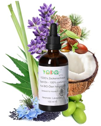 YODO’s Zeckenschreck, 100% natürlicher Zeckenschutz, Zeckenöl für Hunde zur Zeckenabwehr aus 7 hochwertigen BIO-Ölen hergestellt, 100ml Pipettenflasche