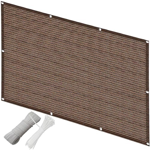 Vele ombreggianti ondulate da 0,9 x 2,1 m, resistenti al vento, dimensioni personalizzate, con occhielli, fascette in nylon e corda, per cortile, patio, giardino, colore marrone