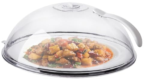 Couvercle d'assiette - Couvercle pour bol alimentaire - Couvercle anti-éclaboussures pour micro-ondes - Couvercle anti-éclaboussures pour micro-ondes - Couvercle transparent avec poignée - Couvercle