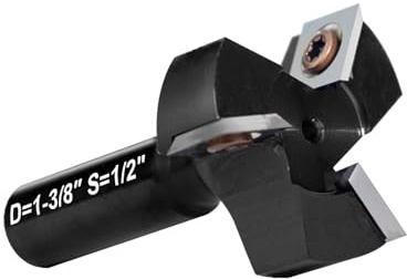 DEEFIINE CNC Spoilboard Surfacing Router Bits, 3 Wings 1/2 inch Shank 1-3/8 inch Cutting Diameter, Slab Flattening Router Bit Planing Bit Wood Milling Cutter Planer Woodworking Tools | 3-Wing Structure With 1° Angled Edge, 1-3/8 Cutting Dia, Perfect CNC & Router Tool For Wood Slab Flattening