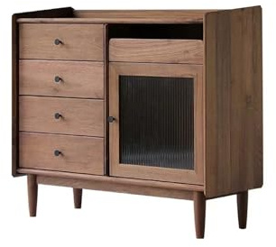 LAPADULA Armoire Console Table d'entrée rétro en Bois Massif 100 x 38 x 87 cm, Meuble de Cuisine en Noyer, Rangement for café et thé Meuble de Rangement Buffet