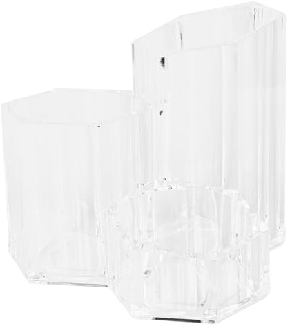 HEALEEP Makeup Large with Dustproof Cover Brush Holder Flip Acrylic Easy Capacity Cosmetic Container in to Storage, Practical and Use Makeup Brush Organizer White for Desktop