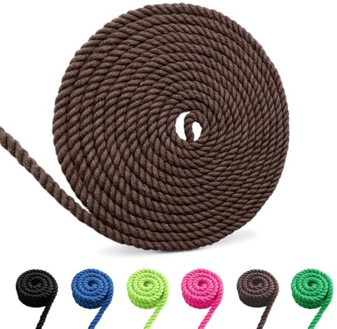 Baumwollkordel, Makramee Garn Seil, Mehrfarbige Baumwollseil Mehrgrößen für DIY, Handwerk (Braun, 8mm 5m)
