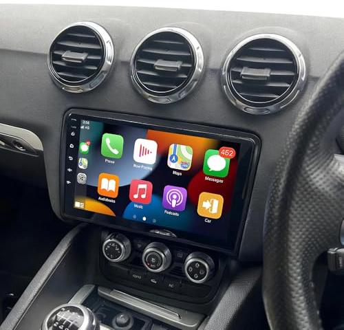 2+64G Android 2 Din Autoradio für Audi TT 8J MK2 2006-2014 GPS Navi mit Wireless Carplay Android Auto 4 core 9 Zoll DAB Radio for tt 8j Radio Touchscreen Bluetooth WiFi SWC AHD Rückfahrkamera FM/RDS